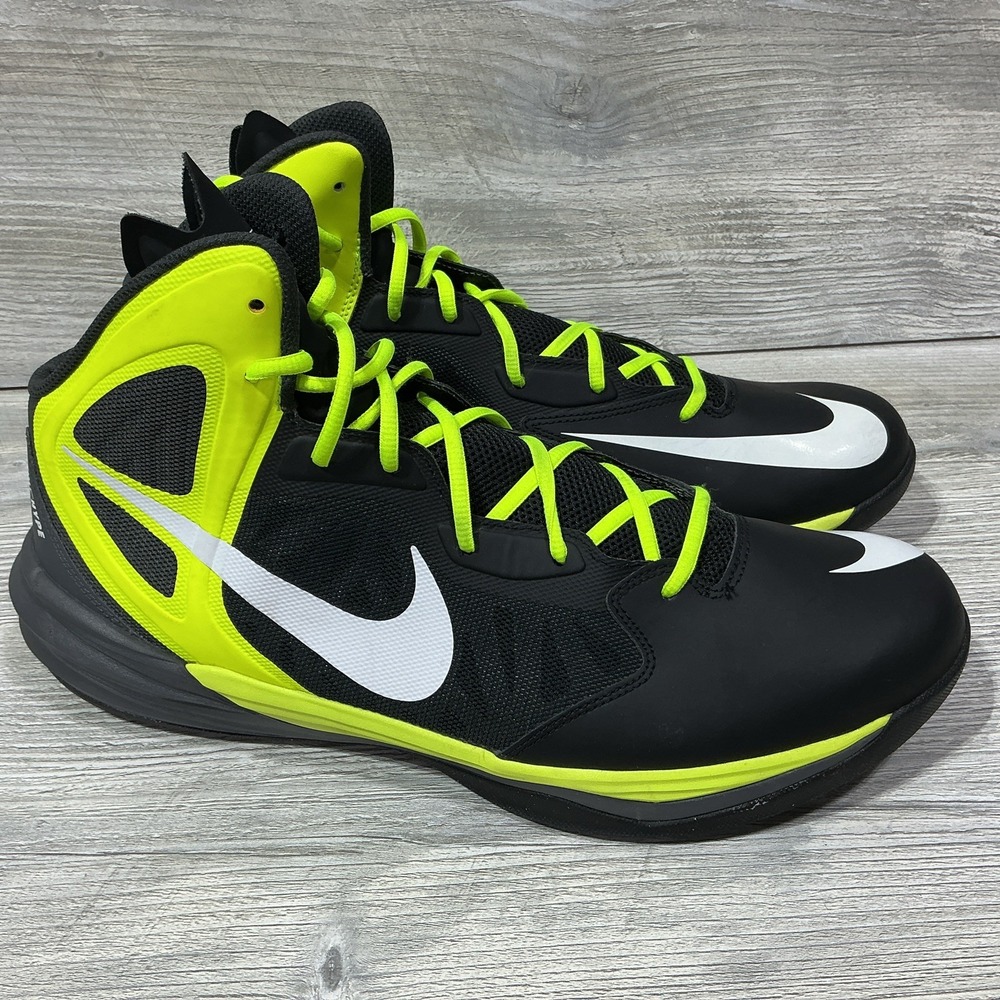 Nike Prime Hype DF 683705-001 Black Volt Yellow Basketball Sneakers Mens Size 15